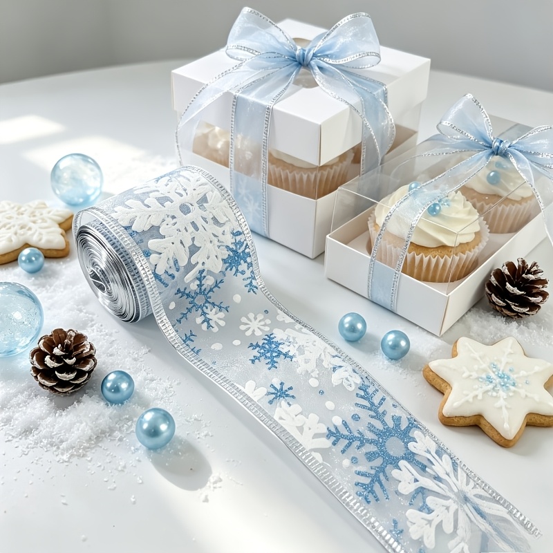TEMU Ruban de neige double couche de Noël 5CM X 2M, idéal pour les loisirs créatifs, la décoration d'emballage à domicile, cadeau, les anniversaires,