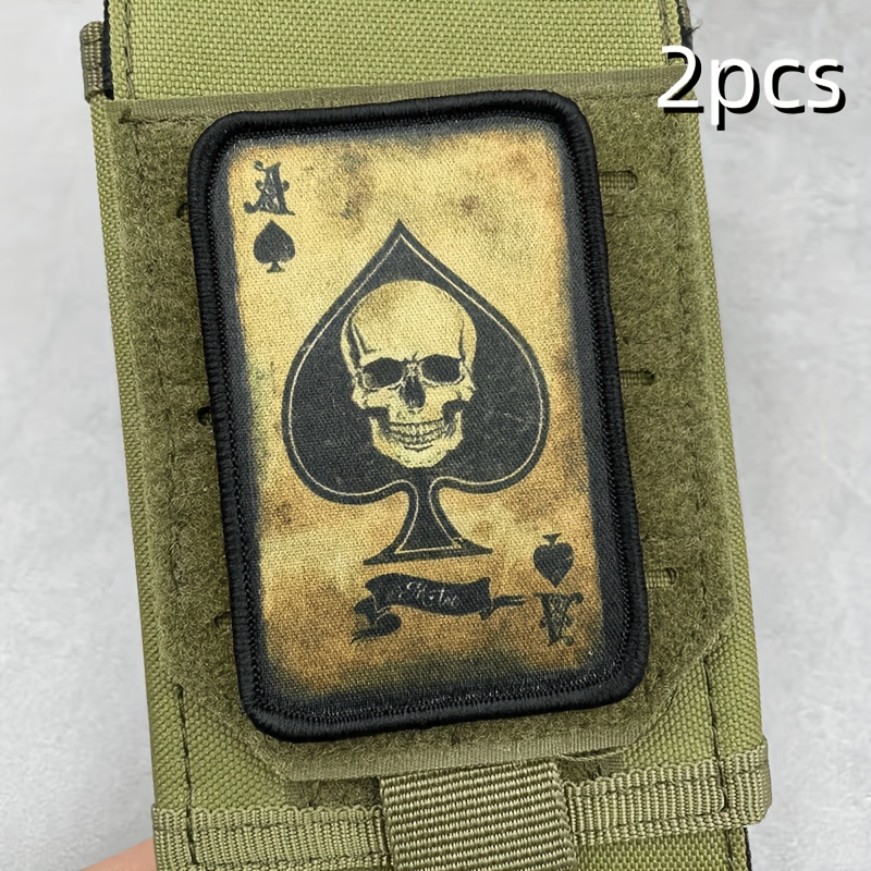 TEMU 2pcs Playing Card Hearts Ace Death Morale Tactical Badge Printed Backpack Sticker