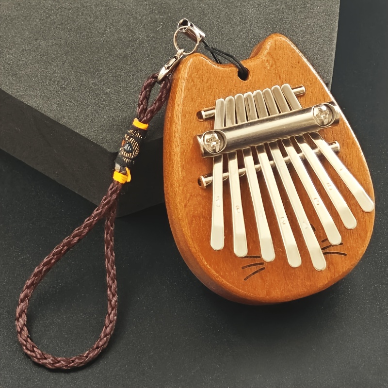 TEMU Mini Kalimba de 8 teclas | de de madera de calidad con de | Madera | con cordón, se puede llevar en mochila escolar, llavero, etc. Regalos de
