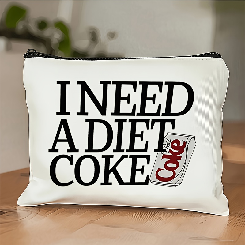 TEMU Stylish And Unique Diet Printed White Makeup Bag! Large Capacity And Portable Design, Unisex For Travel And Business Trips. Stylish Yet