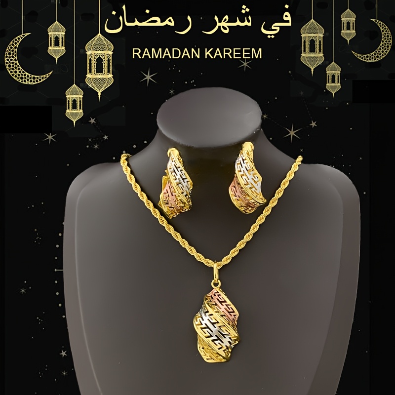 Elegant C Type Spring Earrings & Twisted Necklace Set