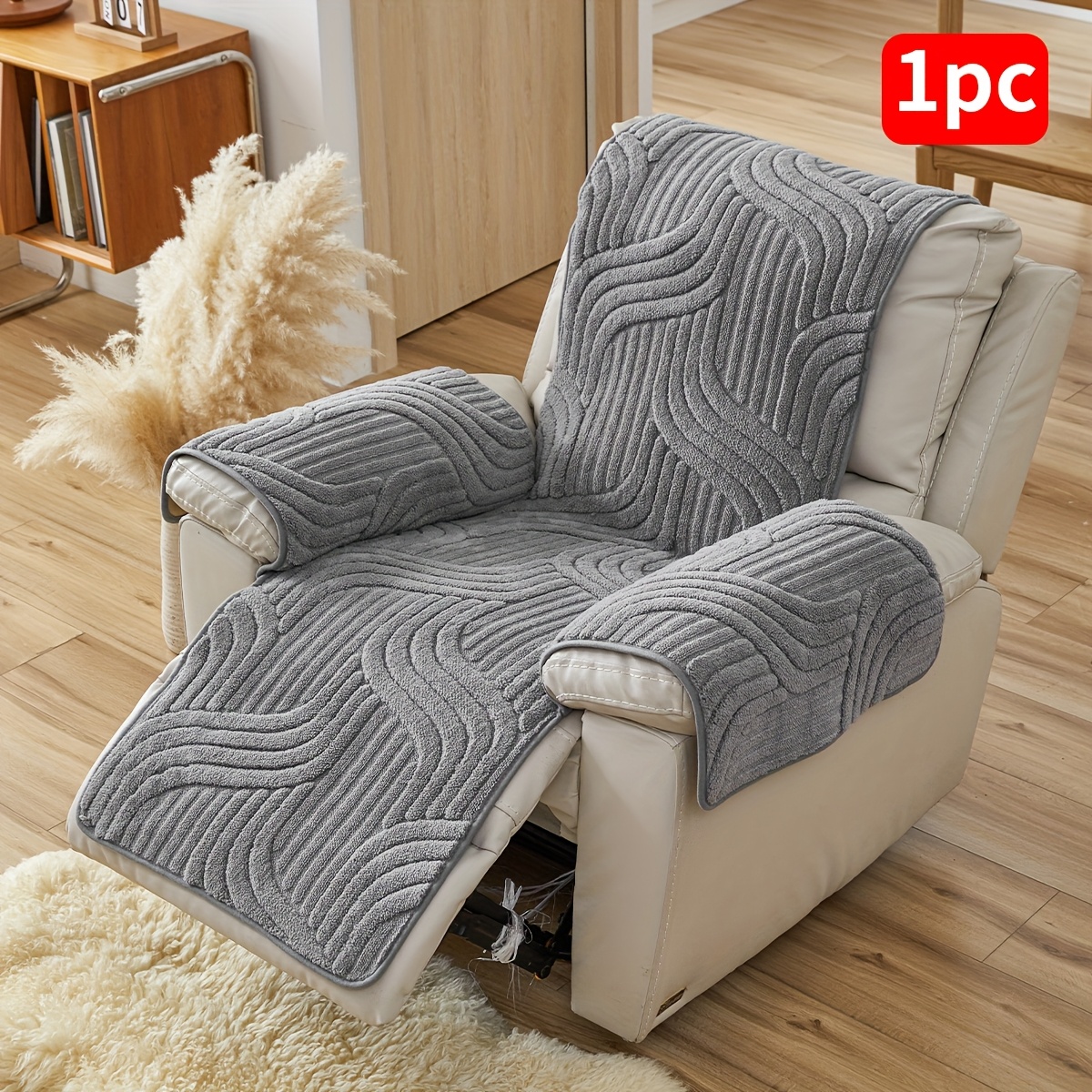 E-shop 1 Stück Einzelsitz Sofabezug, Samt Geometrische Streifen, Möbelschutz, Haustierfreundlich, Einzelsitz Loungesessel Kissen, Wohnaccessoire,