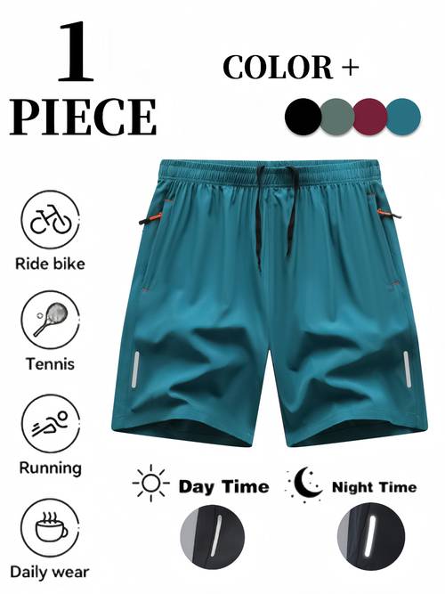 mens summer outdoor hiking shorts mens running shorts quick dry fabric moisture wicking and breathable styles with silvery reflective strips featuring zippered pockets and waist drawstring sporty outdoor regular fit