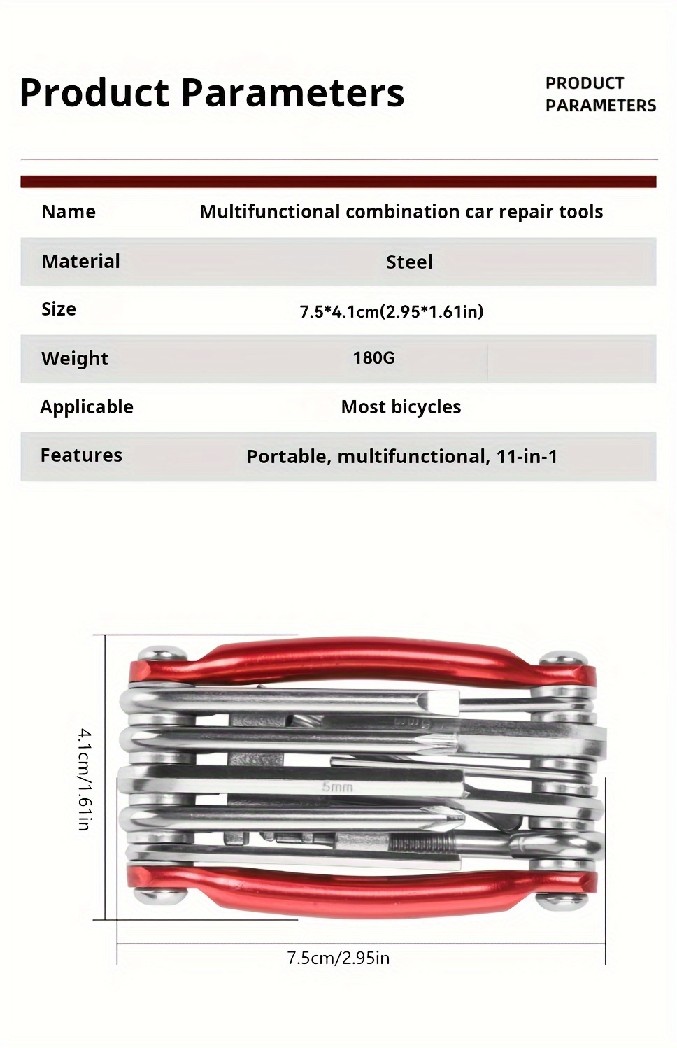 11-in-1 Multi-Function Bicycle Repair Kit, Mountain Bike Wrench, Screwdriver, Chain Hex Spoke, Bicycle Tools, Bike Repair Tool Set
