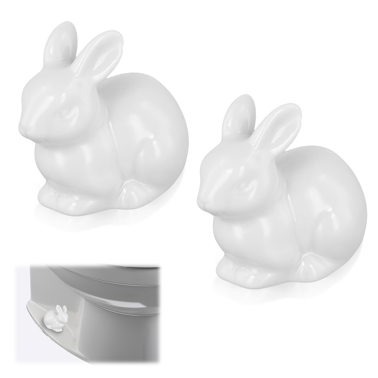 TEMU 2pcs Cache-boulons de toilette en céramique, figurine de lapin, cache-boulons de toilette, décor de cache-boulons de toilette