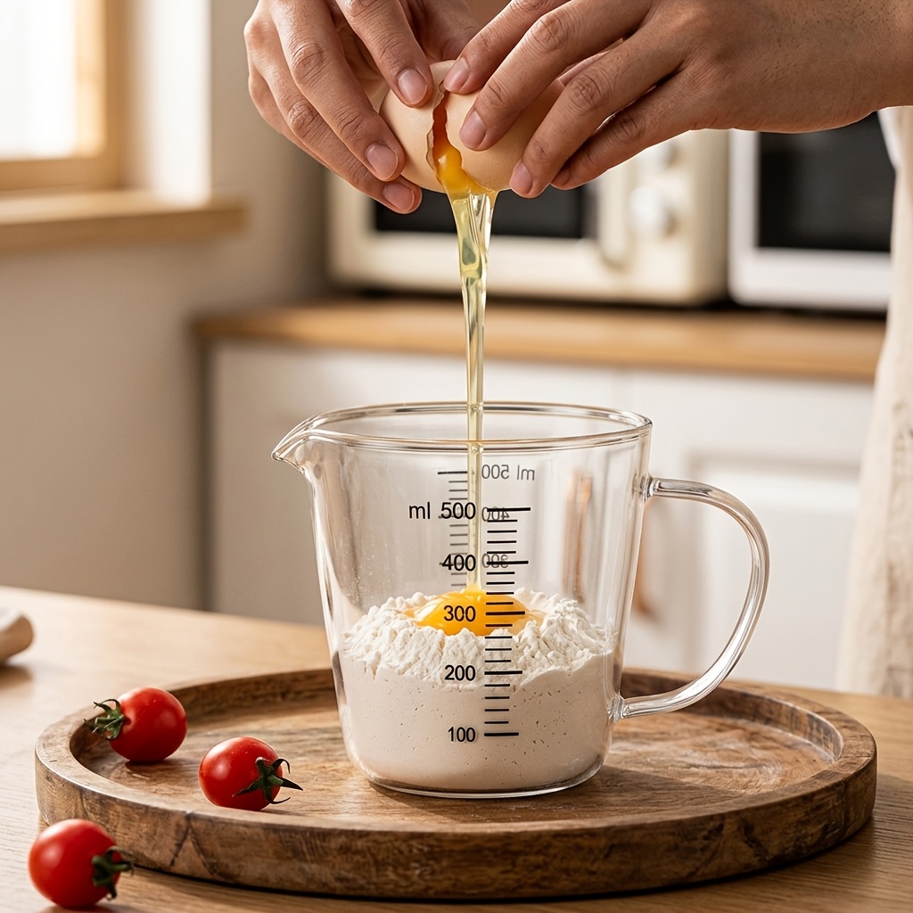 TEMU 1pc/500ml Heat-resistant Glass Measuring Cup, With Precise , Ergonomic Handle, Microwave And Oven Safe, Durable Borosilicate Glass, Suitable For