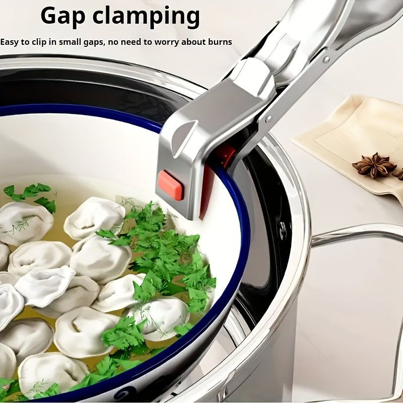 stainless steel heat tongs non slip high temperature oven tray clip electric stove plate and dish clip cooking tongs kitchen gadget latest thickened stainless steel heat tongs with non slip pad heat bowl and dish holder kitchen utensil for Product details 2