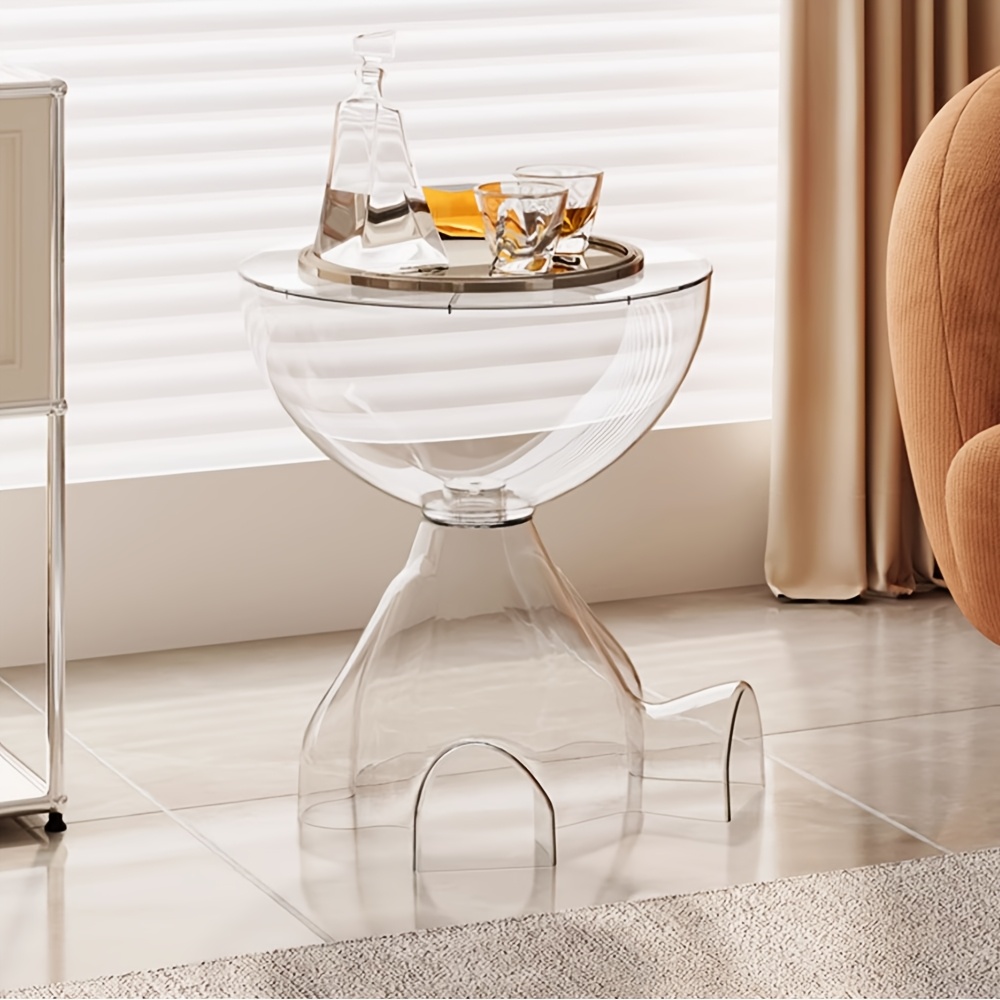 TEMU S- Size 28cm Pedestal End Table Round Farmhouse. Plant Stand Rustic For Room(clear)