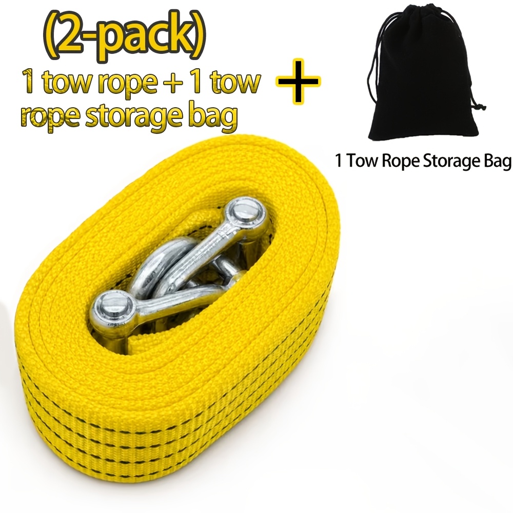 TEMU Heavy-duty Towing Rope, Vehicle Recovery Tow Strap, Car Towing Strap, Off-road Rescue Tow Rope, 2pcs Set: 1 Towing Strap + 1 Towing Rope Storage