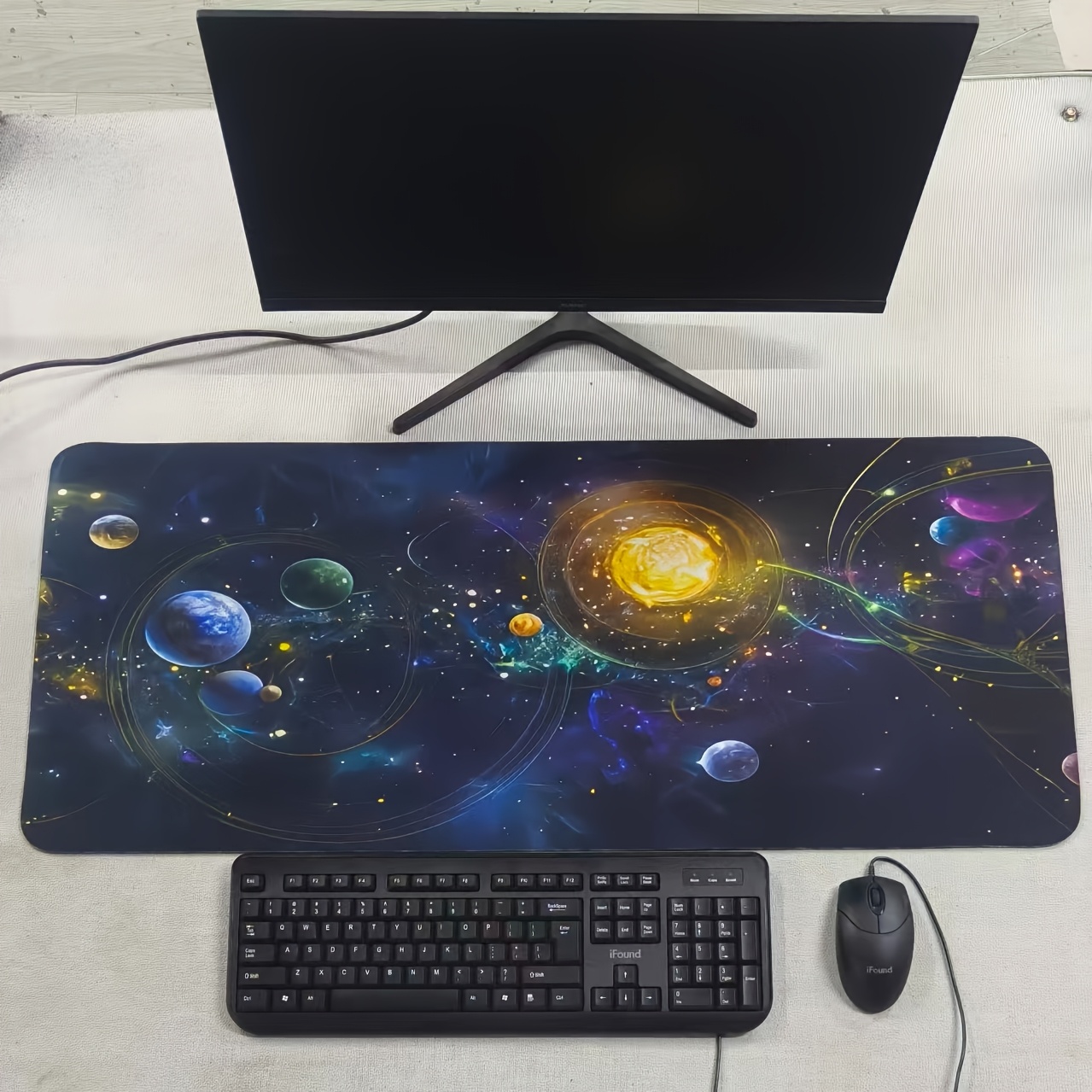 TEMU Tapis de souris design pour for Galaxy - Motif système solaire et univers vifs, fibre de , idéal pour , le gaming ou cadeau d'anniversaire,