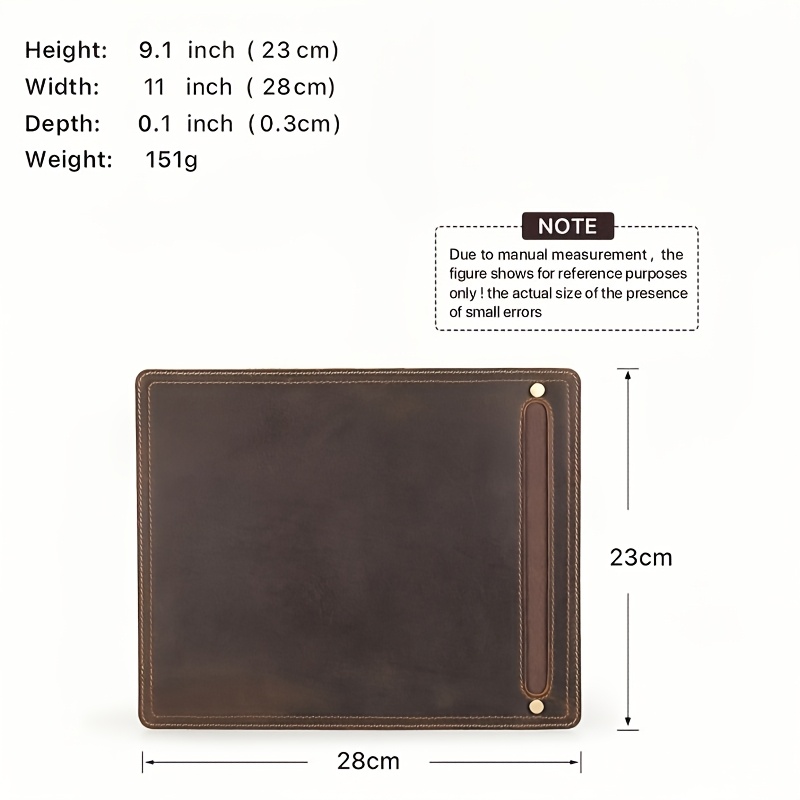 Handcrafted Top-grain Cowhide Mouse Pad - 27.94x22.86 cm Non-slip Genuine Dermis Office Mat with Pen Slot, Ergonomically Designed Computer Accessory Suitable for Office and Study Environments.