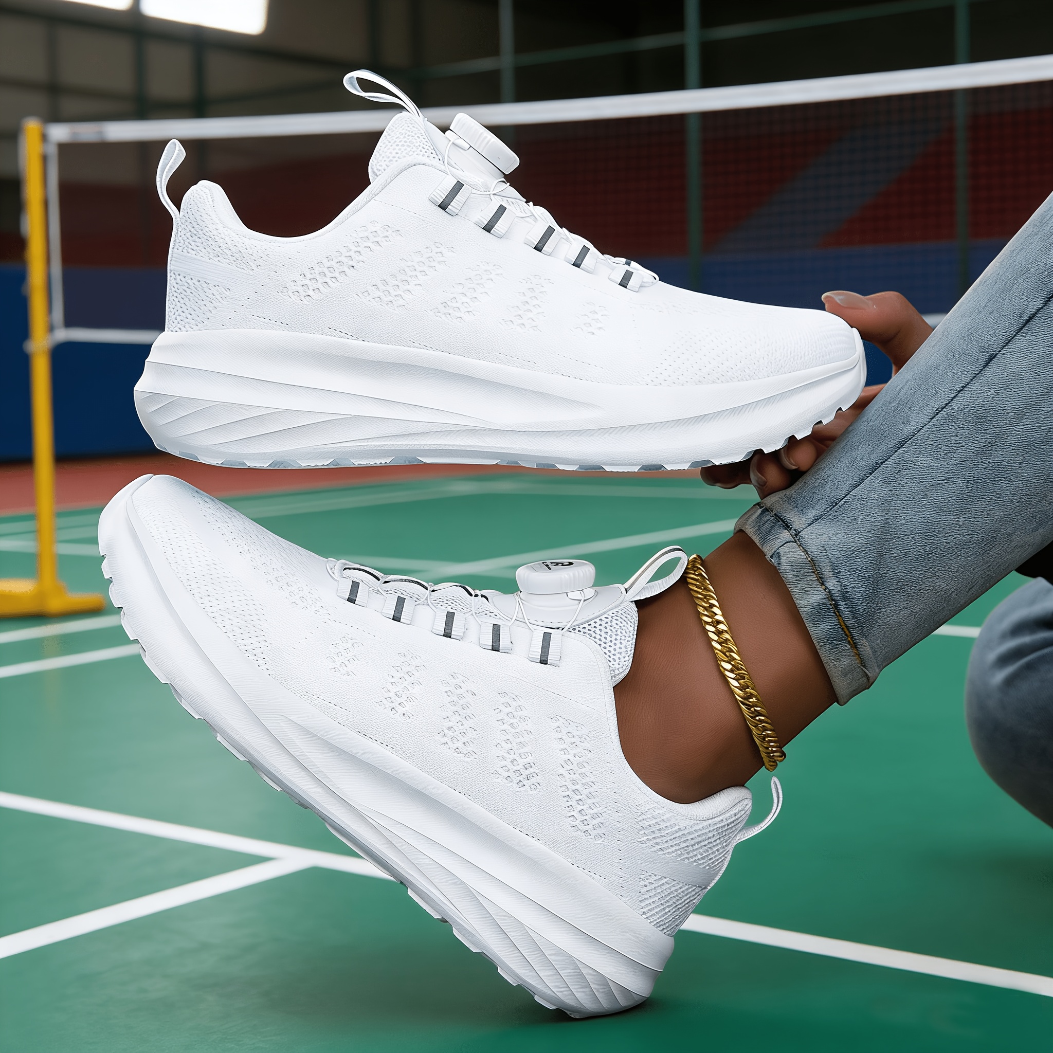 E-shop Mr.Modars Damen Weite Low-Top-Sneaker mit drehbarem Schnallenverschluss & gepolsterter Sohle – Atmungsaktive, breite Wander-Schuhe für größere