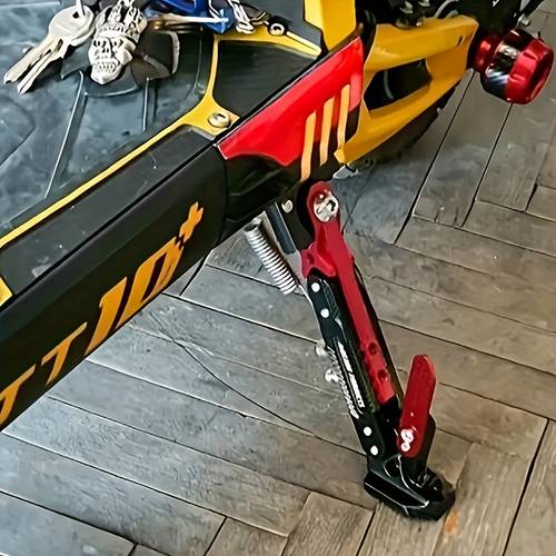 one motorcycle enthusiast modification single kickstand adjustable side stand for motorcycles scooter side support battery vehicle footrest holder aluminum alloy side bracket