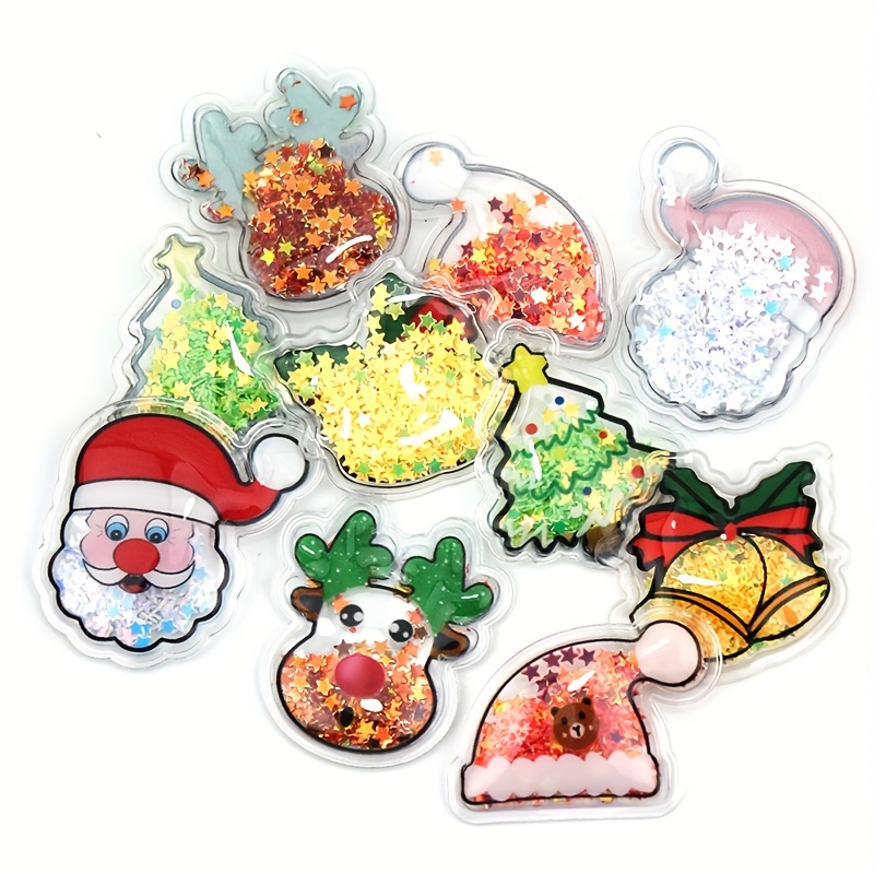 Image of 25pcs Transparent Glitter Sequin Filling Appliques, Christmas Tree Santa Christmas Decorations, Diy Headband Hair Accessories
