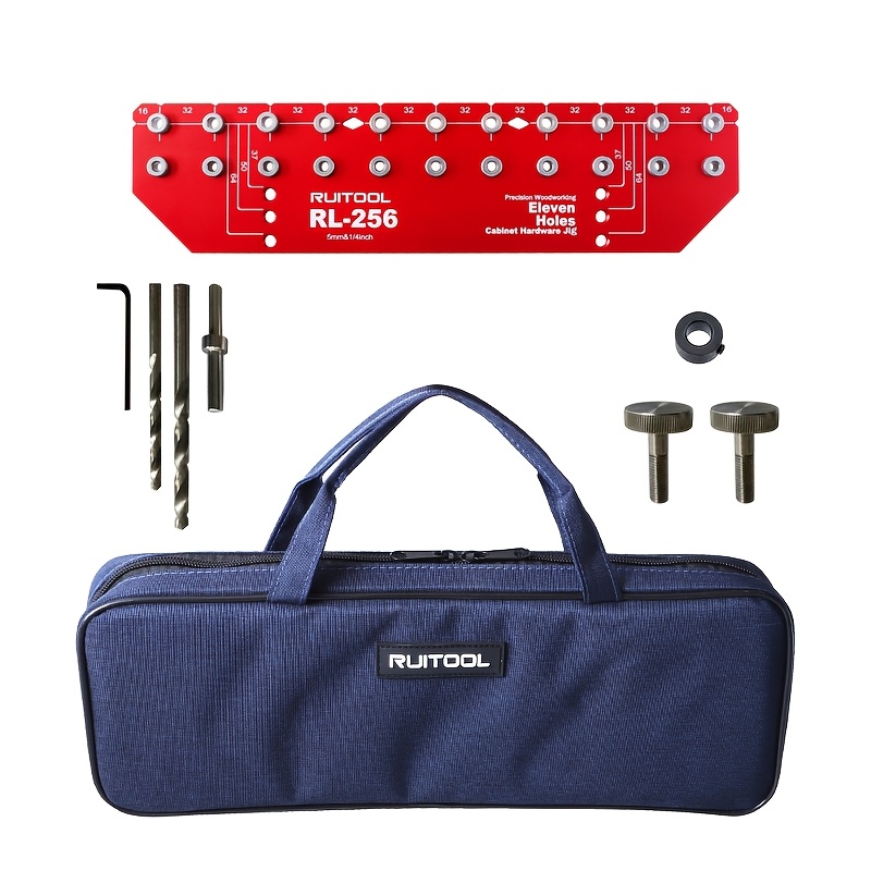 Image of Shelf Pin Jig Set Aluminium Alloy Shelf Pin Jig 11 Hole Shelf Pin Drilling Jig With Bag For Installation Cabinet Shelf Pin Drilling