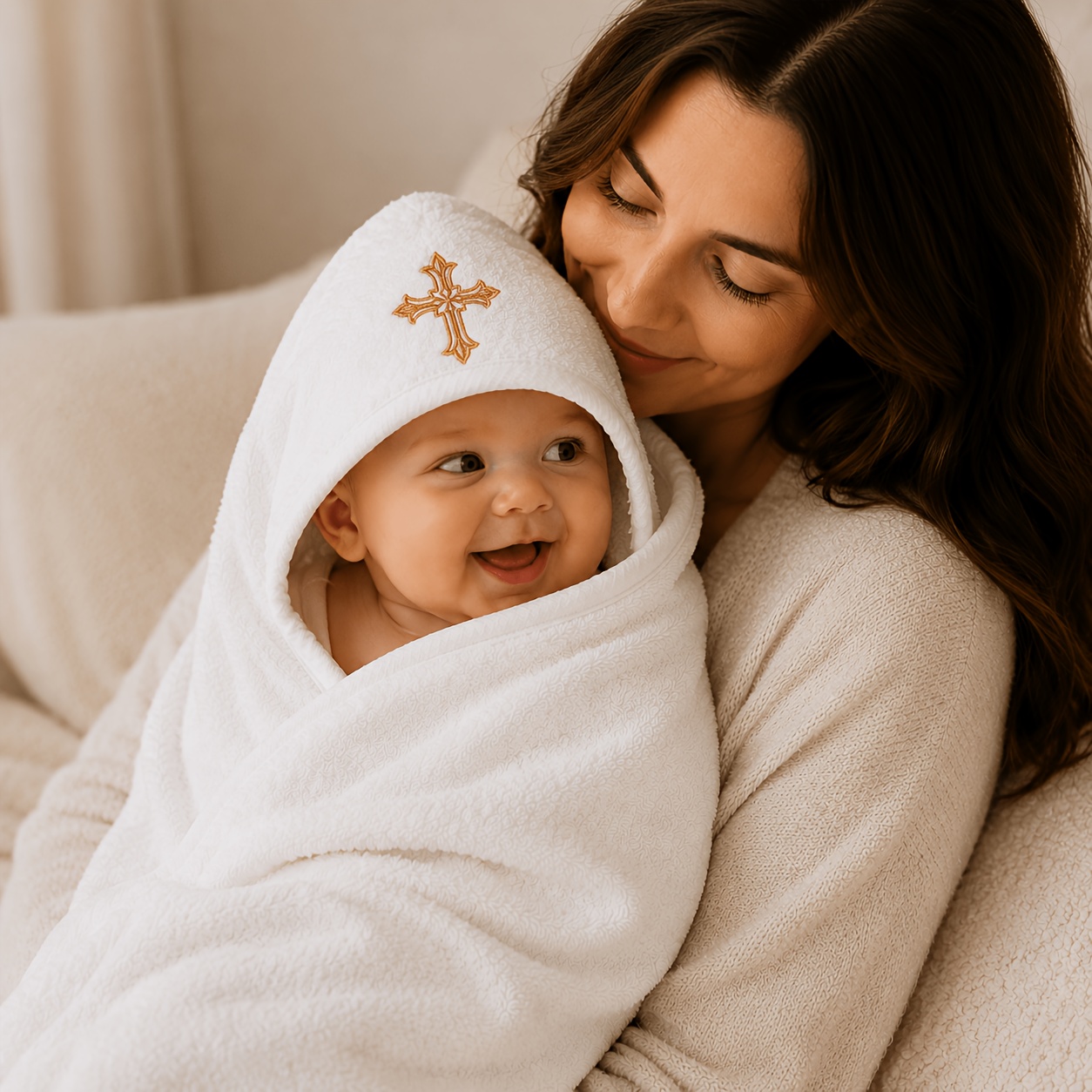 Image of Christening Baby Blanket Plush Towel Wrap Super Absorbent Microfiber Baby Bath Towel Suitable For Newborn Infants And Children Hooded Bath Towel Soft Comfortable Machine Washable Baby Bath Towel