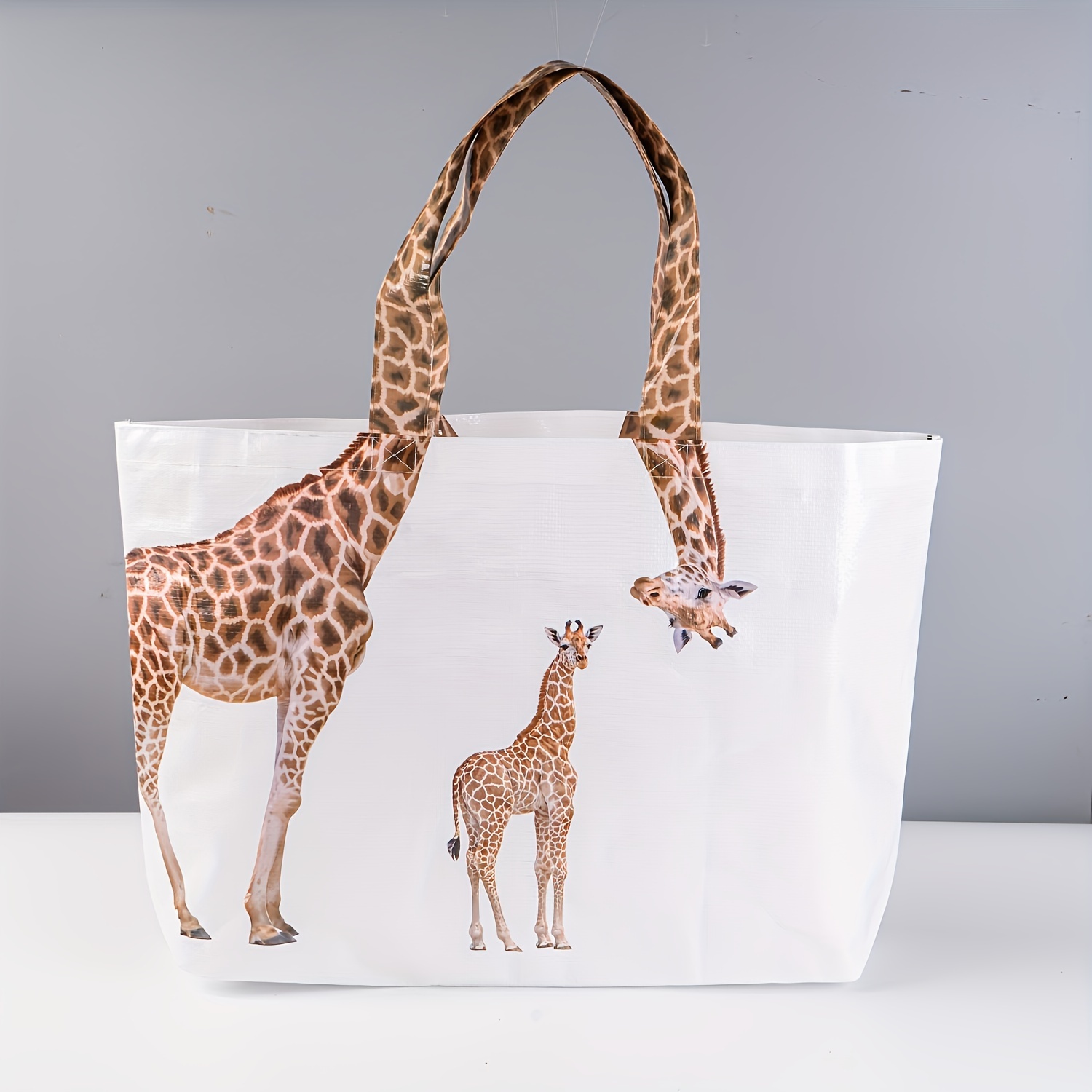 

Giraffe Print Waterproof Tote Bag - Large Capacity Reusable Shopping And Travel Handbag For Parties