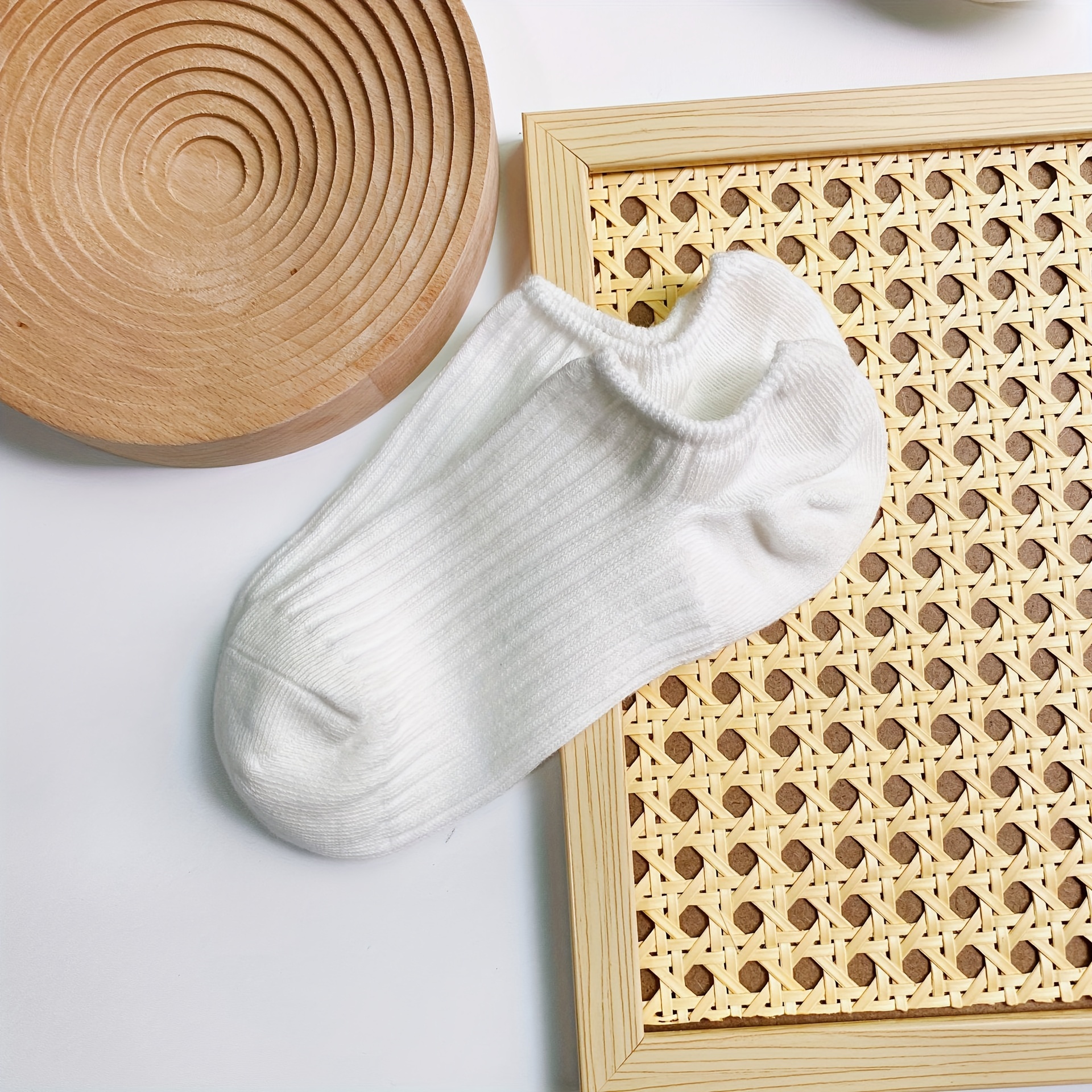 

Women's Cotton Boat Socks - 5/6/10 Pairs, Summer Thin, Solid Color, Double Needle, Invisible, Non-slip, Breathable, Hand Wash/