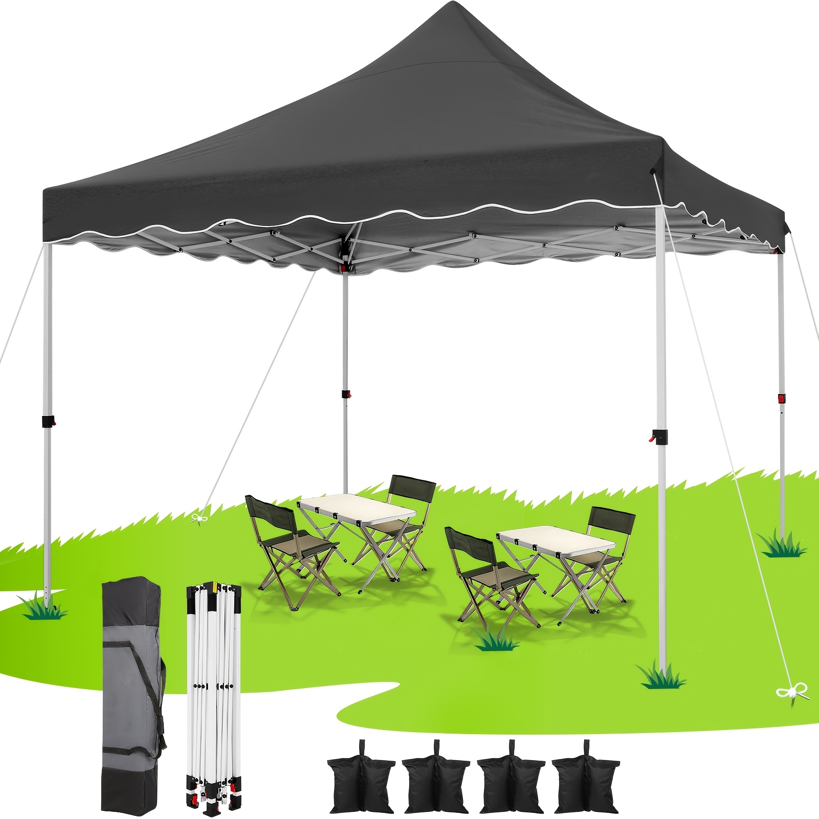 Image of Gazebo 3 X Stable With Wavy, No , Uv Protection 50+ Foldable Pop-up Gazebo, Height Adjustable Party Tent For Beach, Garden Party, Camping