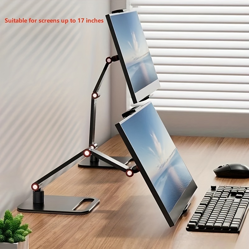 

1pc Portable Monitor Desk Holder, Metal Stand 16 Inch Universal Expandable Display Base Vesa Mount External Vertical Screen Expansion, For Home Room Living Room Office Decor