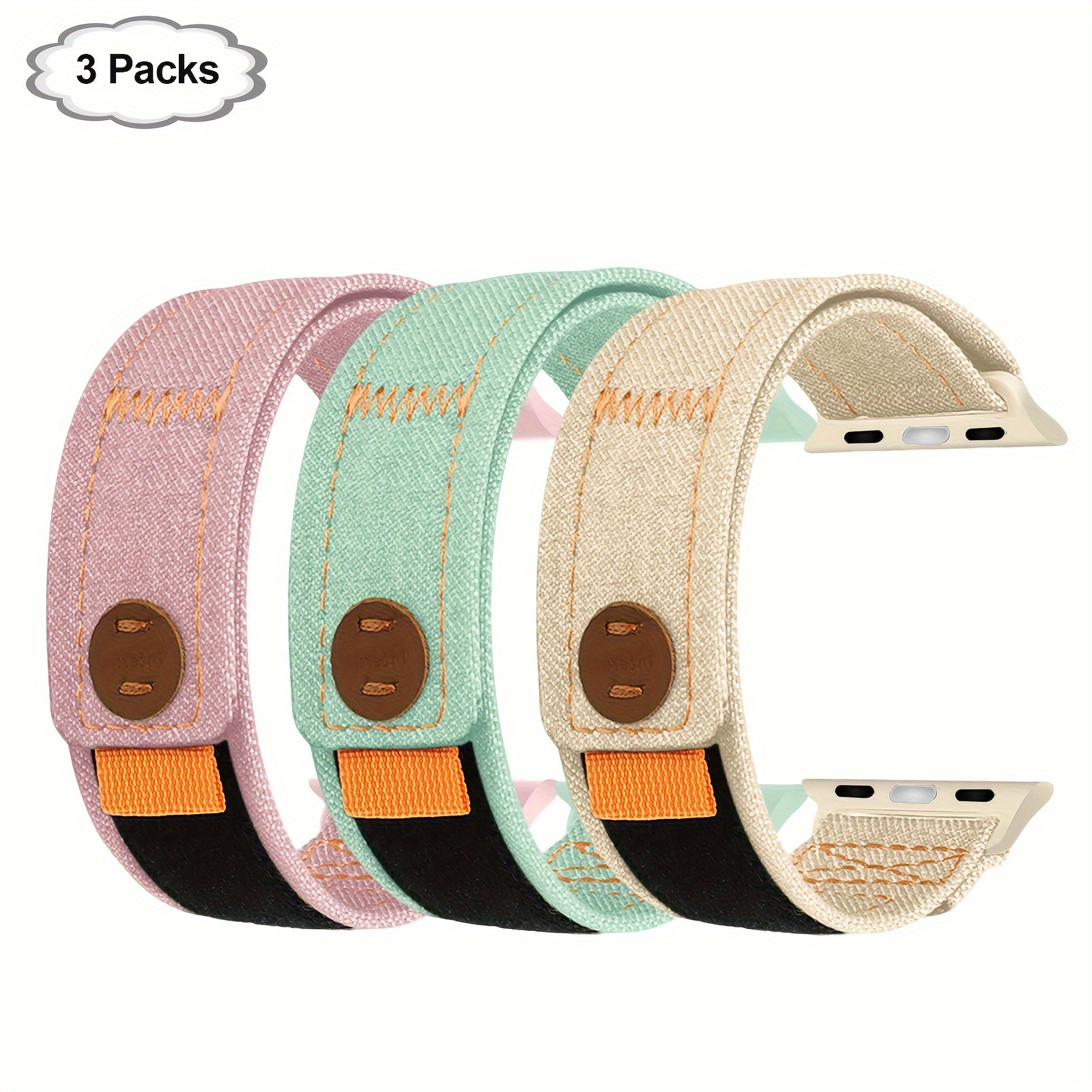Image of 3 Pack Band Compatible With For Iwatch Strap 38mm 40mm 41mm 42mm 44mm 45mm 46mm, Adjustable Strap For Men And Women For Iwatch Series Se 11/10/9/8/7/6/5/4/3/2/1 Ultra