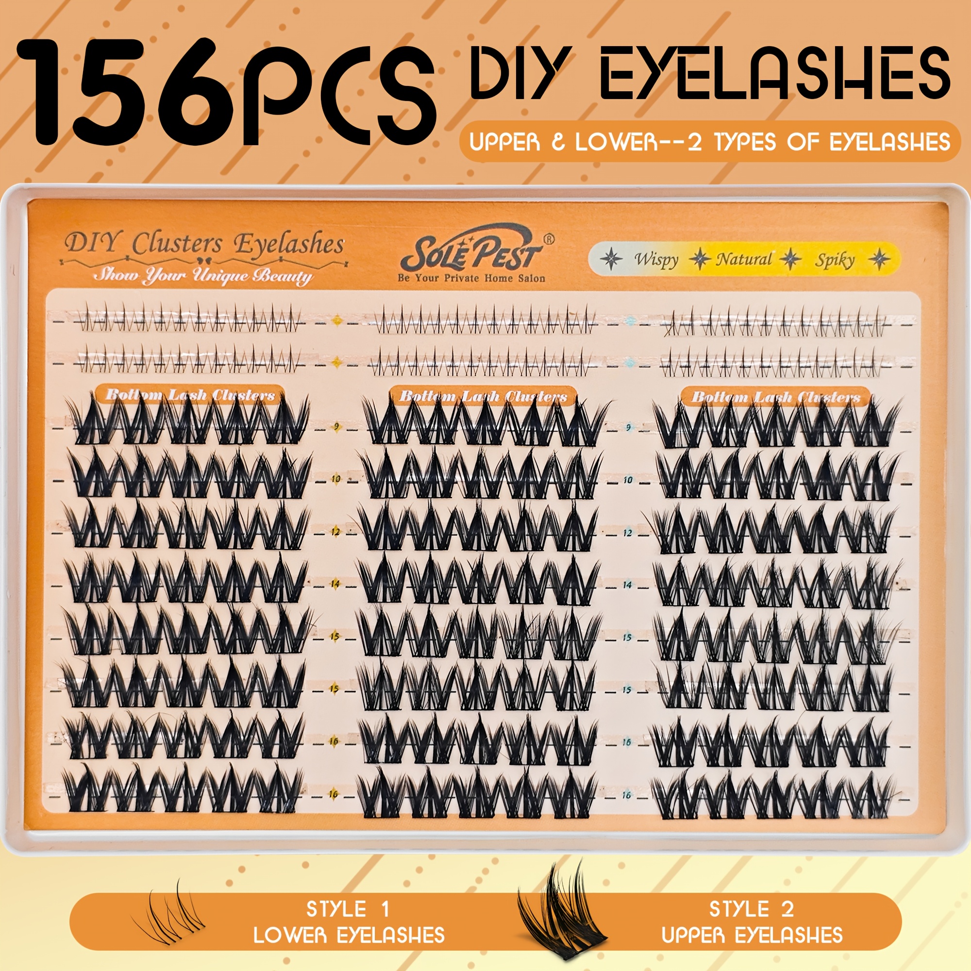 156 Clusters C-Shaped Curled False Eyelashes, Anime Style