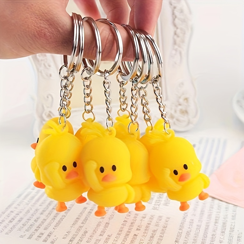 

6-pack Silicone Duck Keychains - Cute Animal Keyring Set For Birthday, Anniversary, Graduation, Party Favors - Snap Hook Closure, Mini Cartoon Duck Charms For Handbags & Keys - Multi-occasion Gift