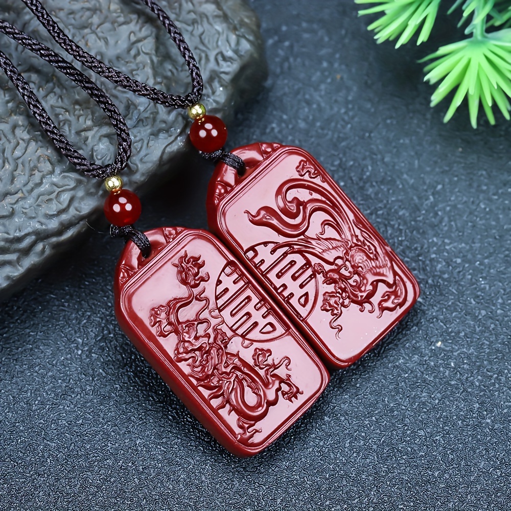 Raw Mineral Jute Phoenix Pendant Necklace, Lucky Sign