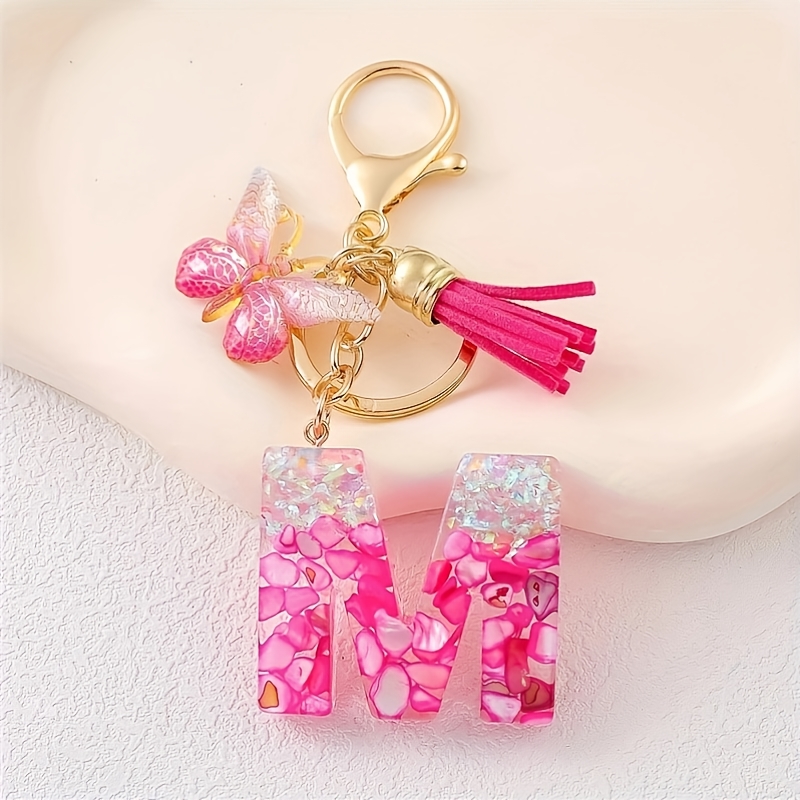 TEMU Llavero de Moda Rosa con , Lentejuelas, Degradado, , Borla, Cristal, Goteo de Pegamento, Colgante para Bolso de Mujer, Llavero de Navidad para