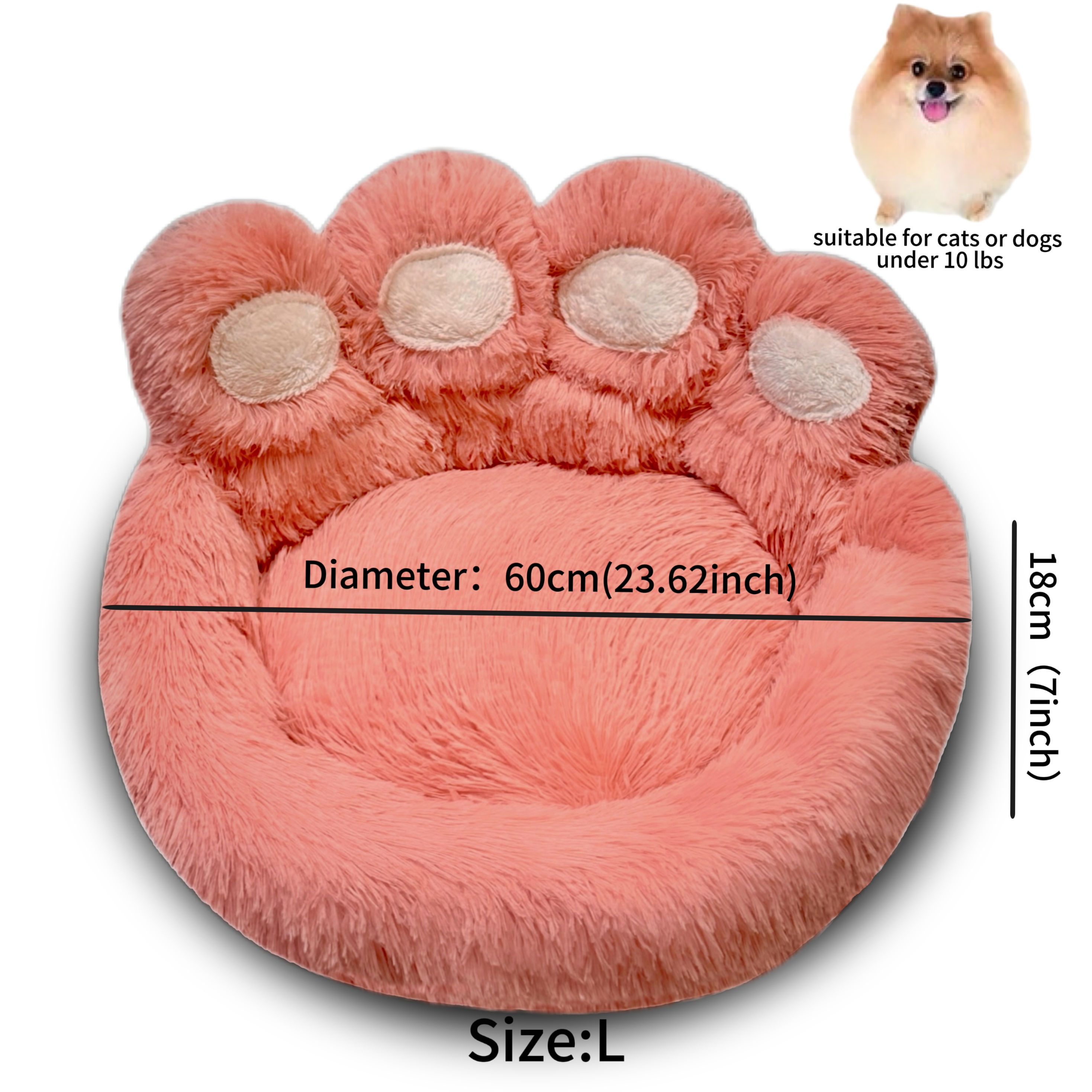 deluxe   plush pet bed ultra soft   fur round lounger for dogs cats warm and calming donut nest with anti slip bottom thick pp filling machine washable   small medium large breeds all year round Product details 6