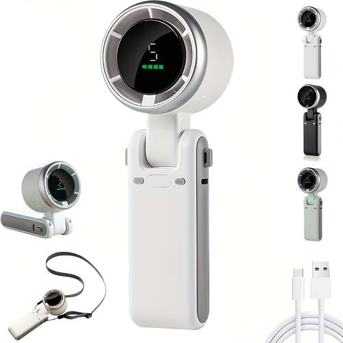 kompakter turbo-ventilator für handgebrauch, zusammenklappbares design, 3-in-1 -ventilator mit 5 windstufen, usb-aufladbar für outdoor-abenteuer, reisen, camping und arbeit