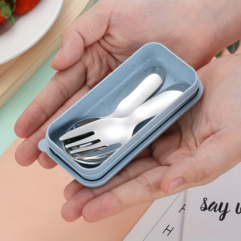 Image of 3pcs Set Including Box, - Stainless Steel Short-handled Scoop For Ice Cream Or Dessert, Durable And Portable Utensils Perfect For Outdoor Picnics And Camping