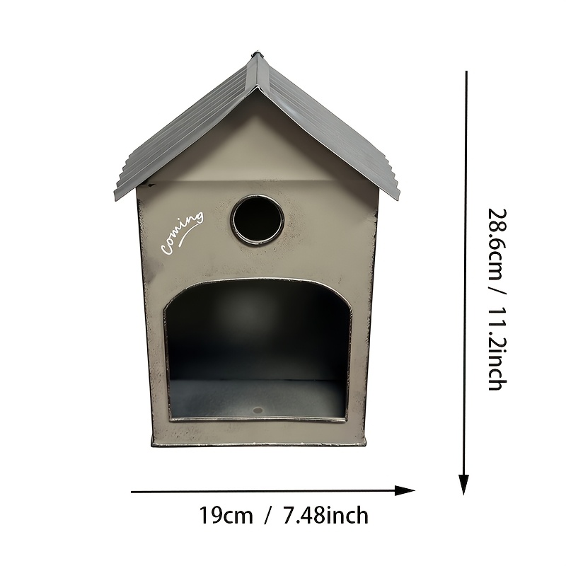 E-shop Vintage Metall-Vogelhaus Wandpflanzgefäß mit Abflussloch - Ideal für Garten & Balkon, Outdoor/Hängeblumentopf, Bemaltes unregelmäßiges Vogelhaus