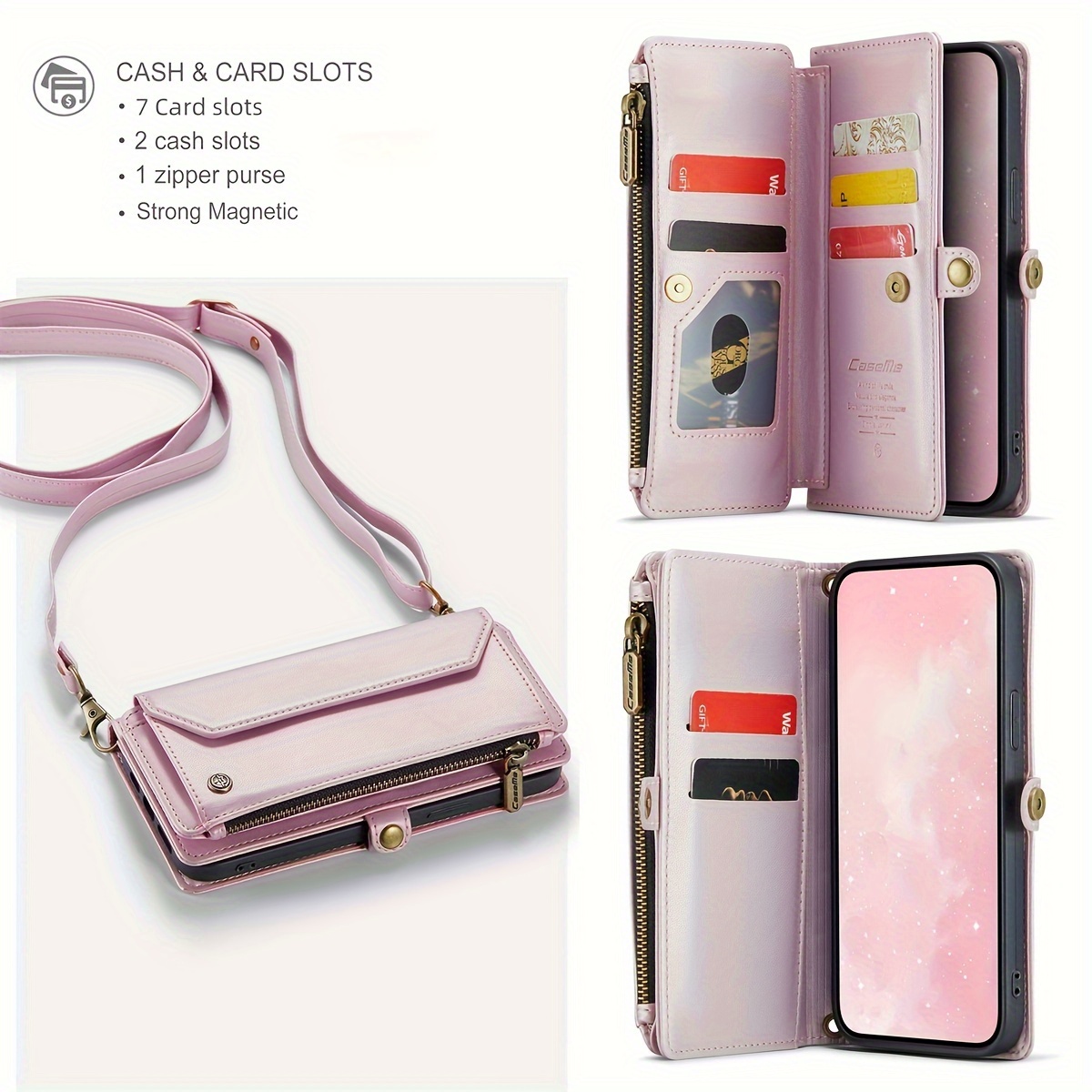 Wallet Phone Case Support Wireless Charging with Blocking Card Holder, Flip Folio Book Faux Leather Protective Phone Cover for iPhone 16e/16/11/12/13/14/15 Pro Max/15 Plus/13 Mini/7/8 Plus/SE 2022/SE 2020 - Image 145