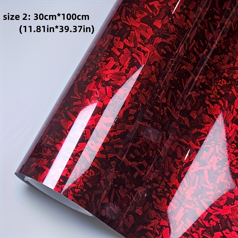 TEMU Premium Carbon Fiber Vinyl Wrap - , Durable Pet Film For Cars, Black/red/, 