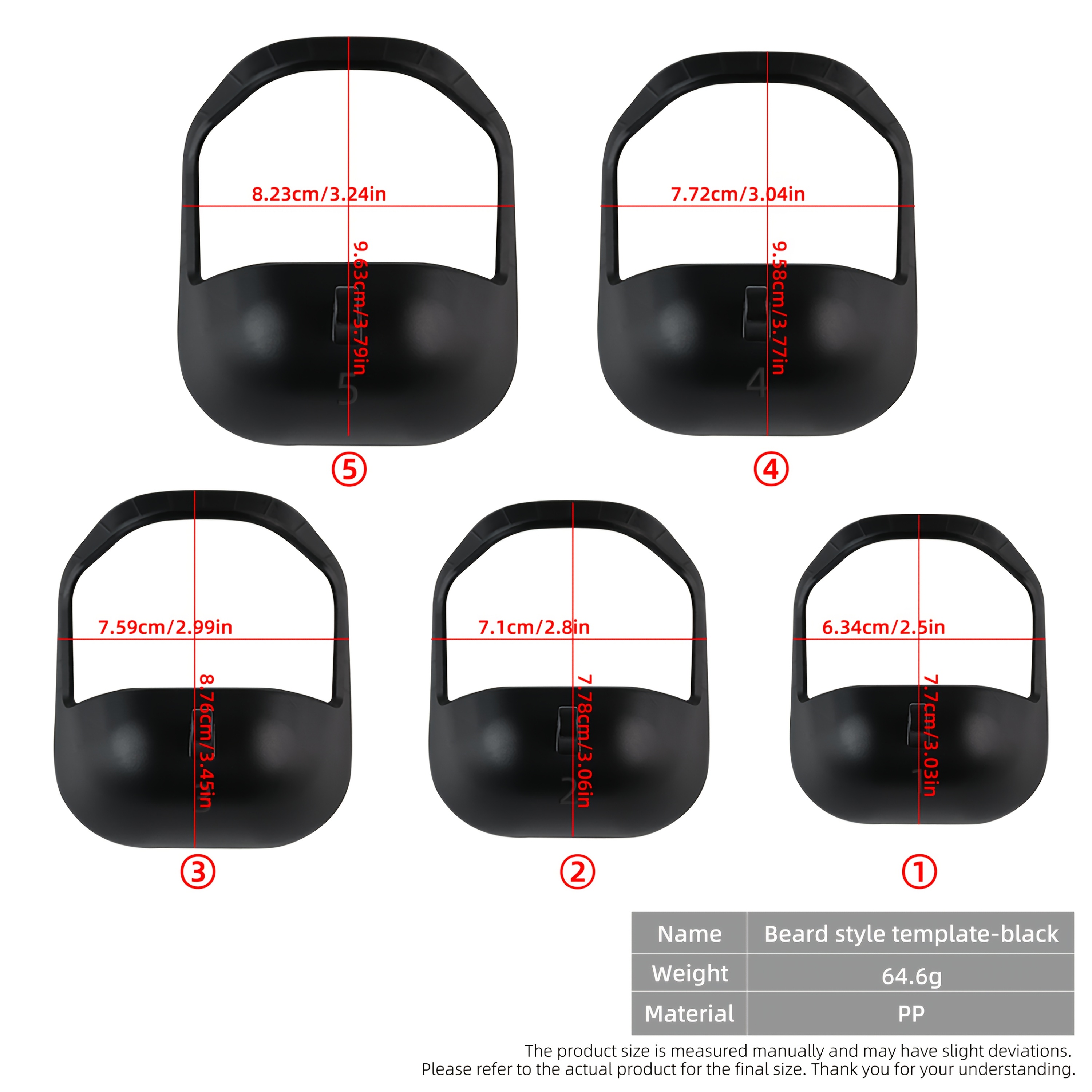 5pcs Beard Styling Tool, Beard Styling Templates, 5 Sizes Of Goat Beard Styling