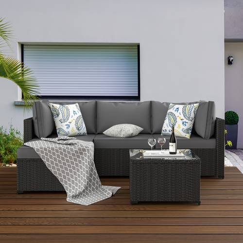 patio furniture set outdoor sectional sofa with ottoman wicker couch rattan patio modular seating conversation sets front porch decor for backyard balcony garden deck