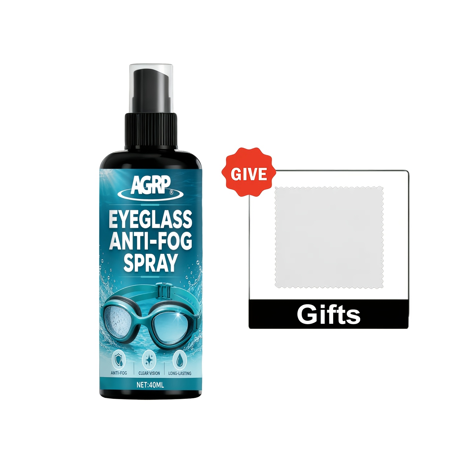 TEMU Spray -buée pour lunettes de natation, masques de plongée et verres de lunettes | Élimine la buée instantanément, pour la plongée et la sécurité