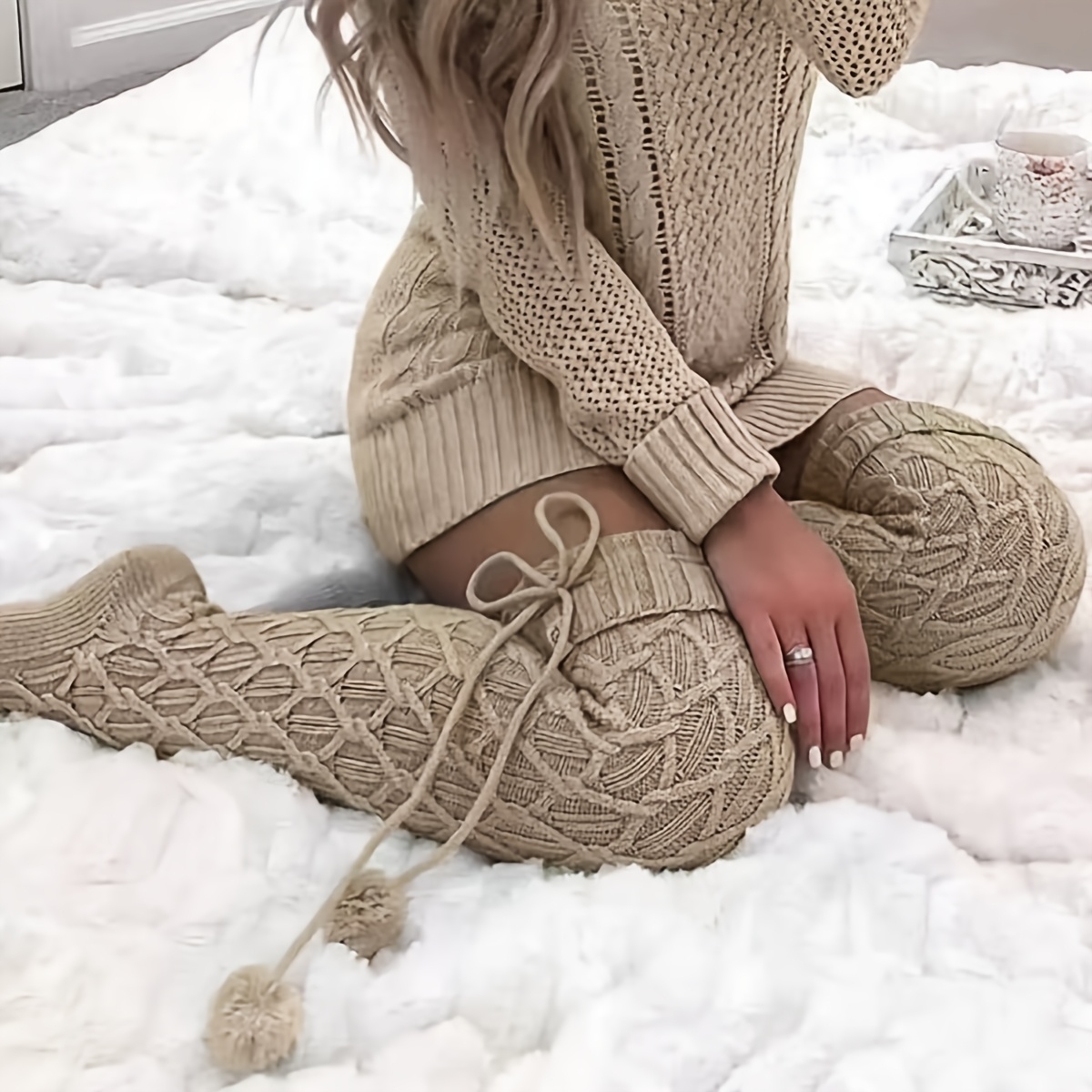 TEMU 1 Pair Solid Color Socks - Long Tube Jk Socks, Knee-length And Floor-length Socks, Women's Autumn/winter Warm Ankle Socks, Loose Casual Socks