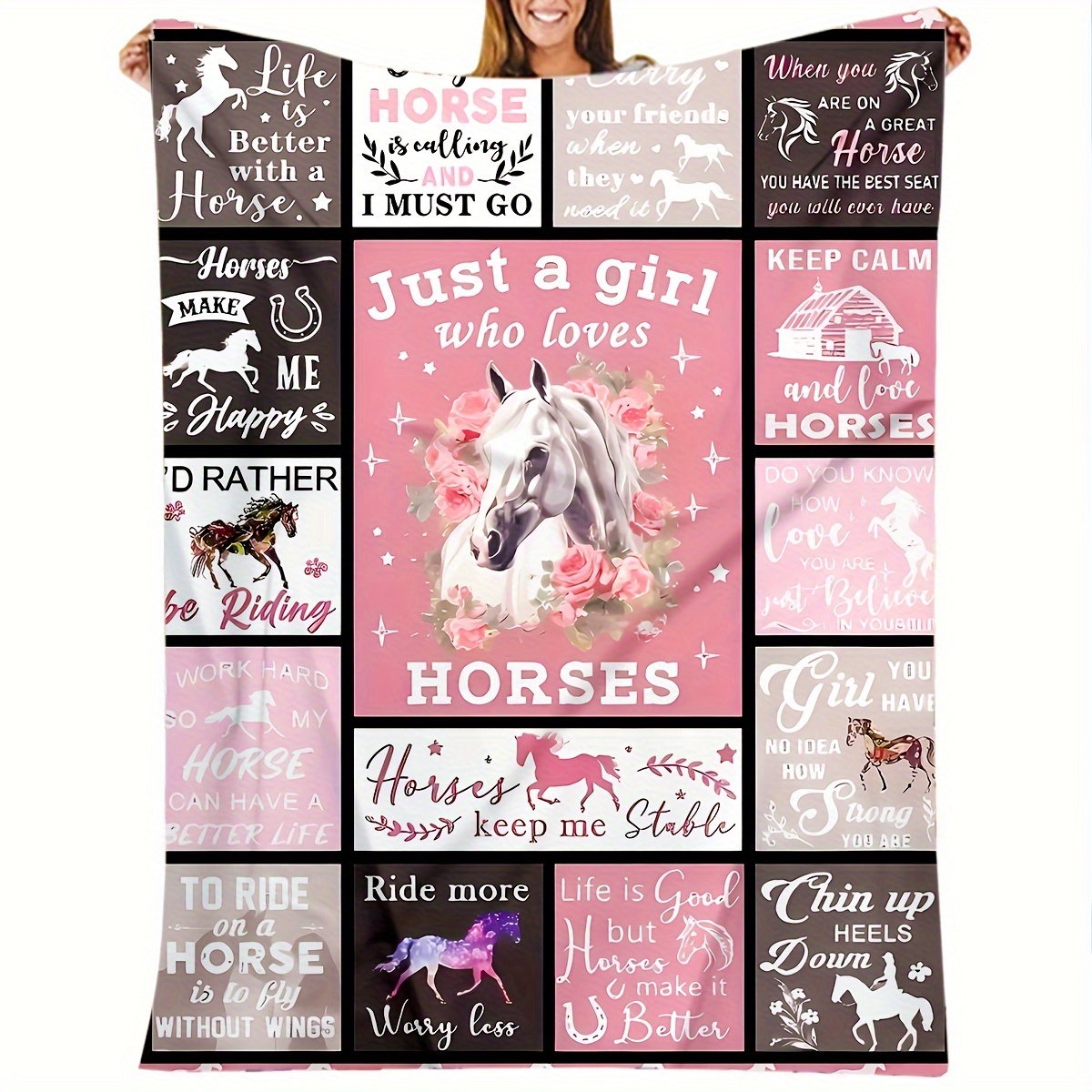 

Couverture en flanelle sur le thème du cheval de - Hypoallergénique, toutes , % polyester, tricotée, numérique, uniquement, cadeaux équestres pour amateurs de , anniversaire