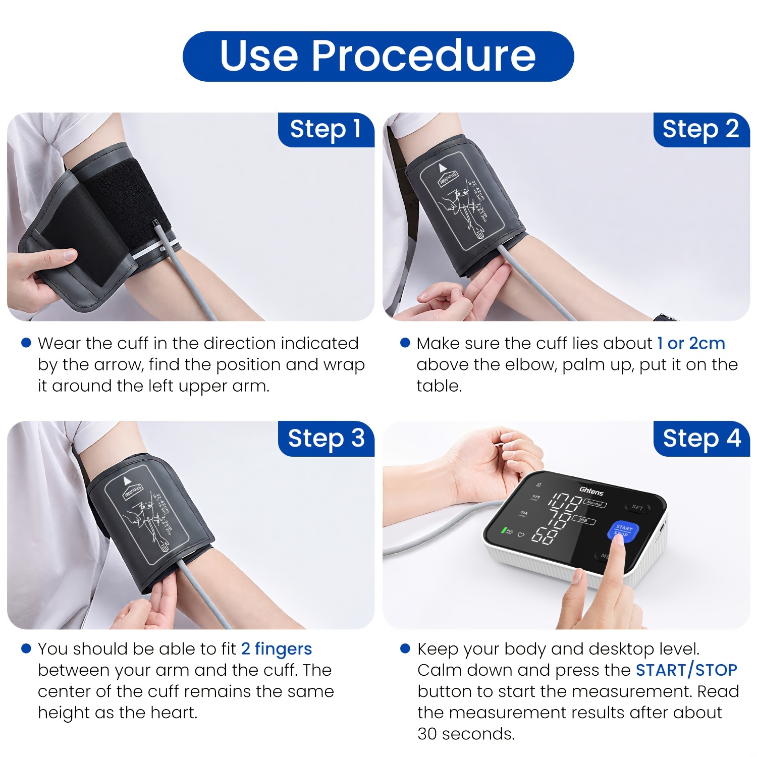 Accurate Digital Arm Blood Pressure Monitors with Large Cuff for Home Use, Irregular Heartbeat Diagnosis, Pulse Rate Meter, Cuff 22-40cm, 2X120 Memory, LCD Display; Used with Both Plug-in And Battery Power (batteries Not Included)