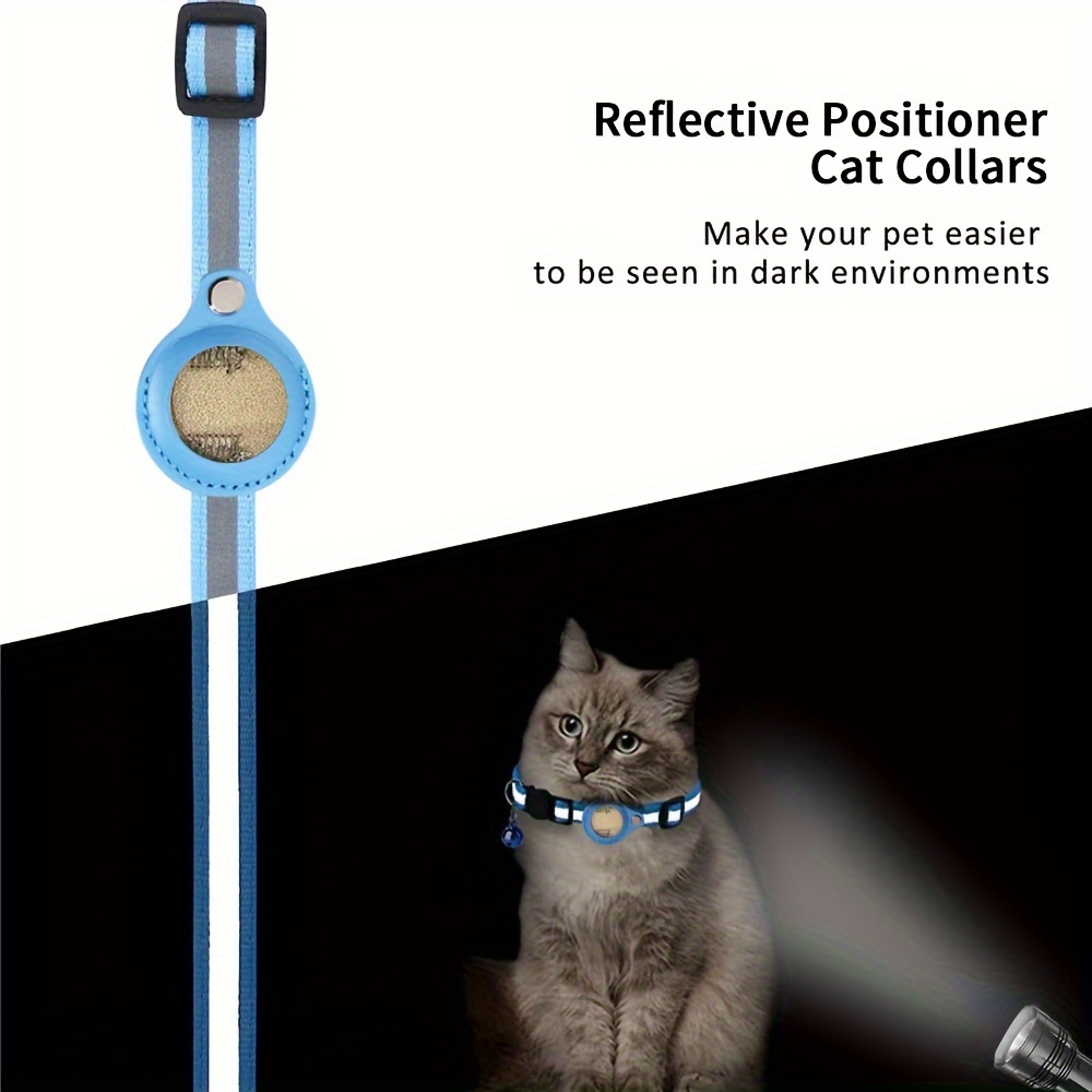 Collar de gato Airtag, collar de gato reflectante con campana y  portaetiquetas de diamantes de imitación en forma de corazón TUNC Sencillez