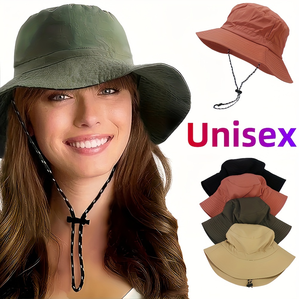 

Outdoor Waterproof Bucket Hat Solid Color Wide Brim Unisex Sun Hats Classic Foldable Boonie Hats For Women Men Outdoor Hiking Fishing