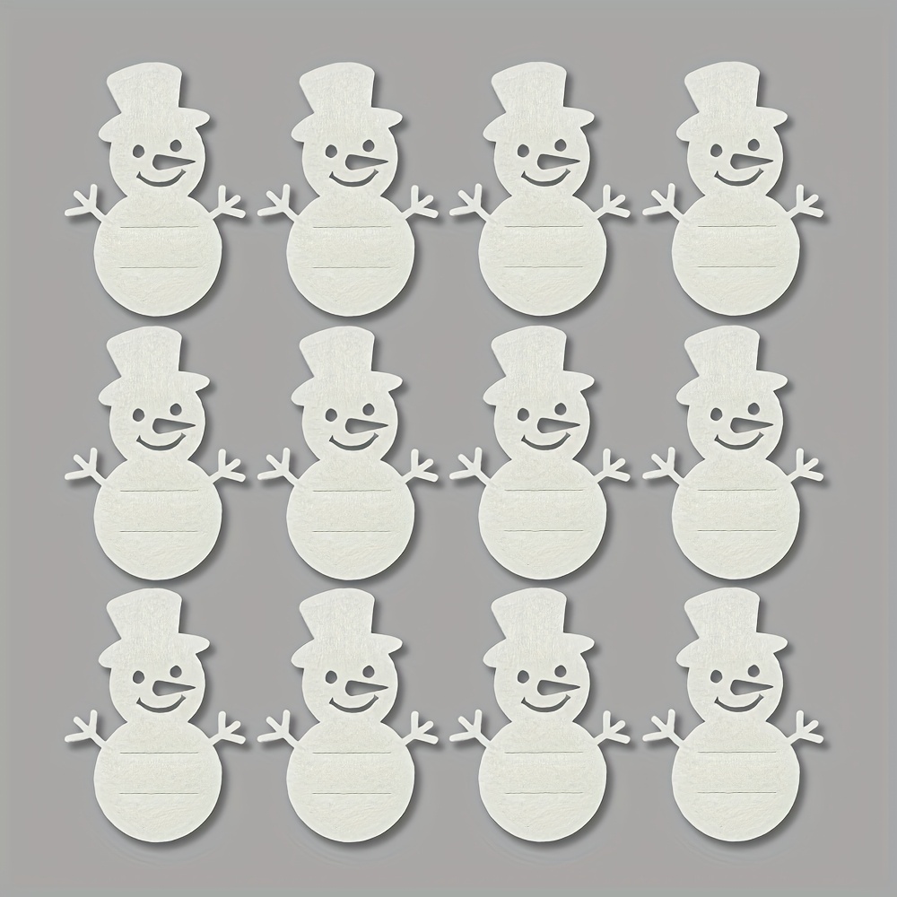 Image of 12pcs, Christmas Placemats, Felt Knife Bag Set - Cute Snowman Design, Christmas Tableware Organizer Clips - Suitable For Winter Atmosphere And Other Holiday Party Table Decorations