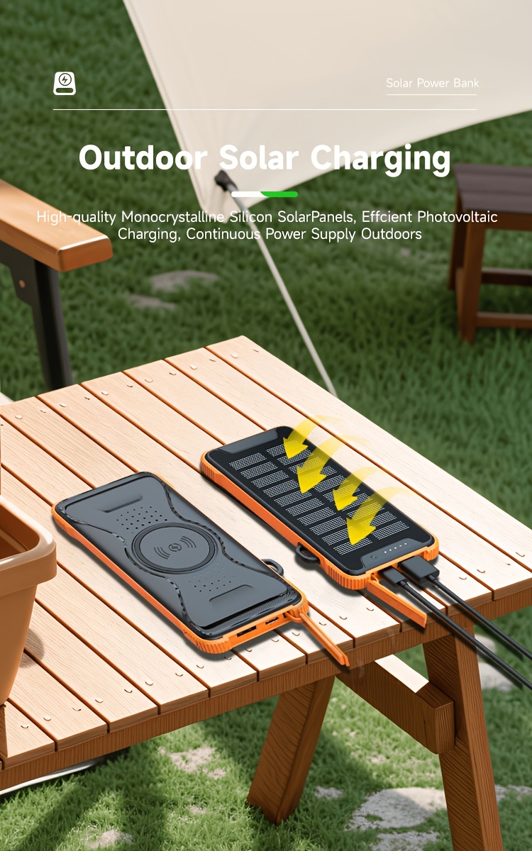 Achaté Solar Powerbank 30000 MAh Solar Panelen - Met 2 USB Poorten Waterdicht En Stofbestendig
