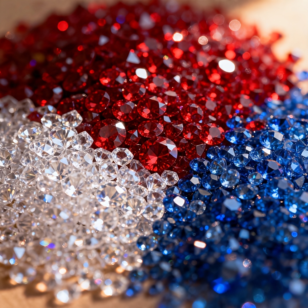 TEMU 3023pcs 4mm/6mm/10mm Red, Blue And White Acrylic Simulated Diamonds, Gemstones, Gems For Crafting, Artworks, Bridal Shower Favors, Mermaid Party