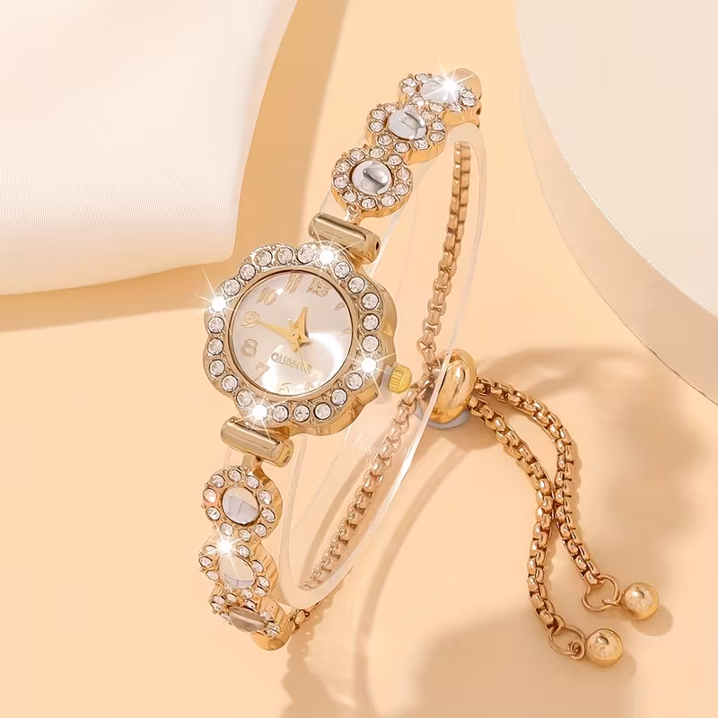 1pc elegant womens adjustable chain quartz watch luxurious round dial with white strap bohemian style gift for mom suitable for ramadan mothers day eid al graduation season daily wear included Product details 2
