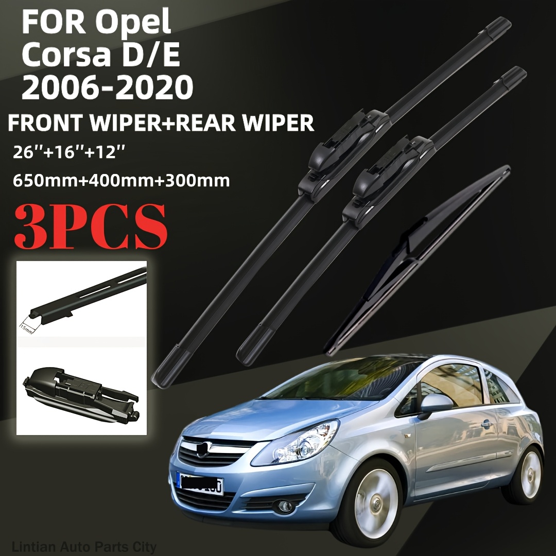 TEMU Kit d'essuie-glace et arrière, compatible avec Opel D/E modèles 2006-2020 - balais de pare-brise d'origine remplacement - fonctionnement