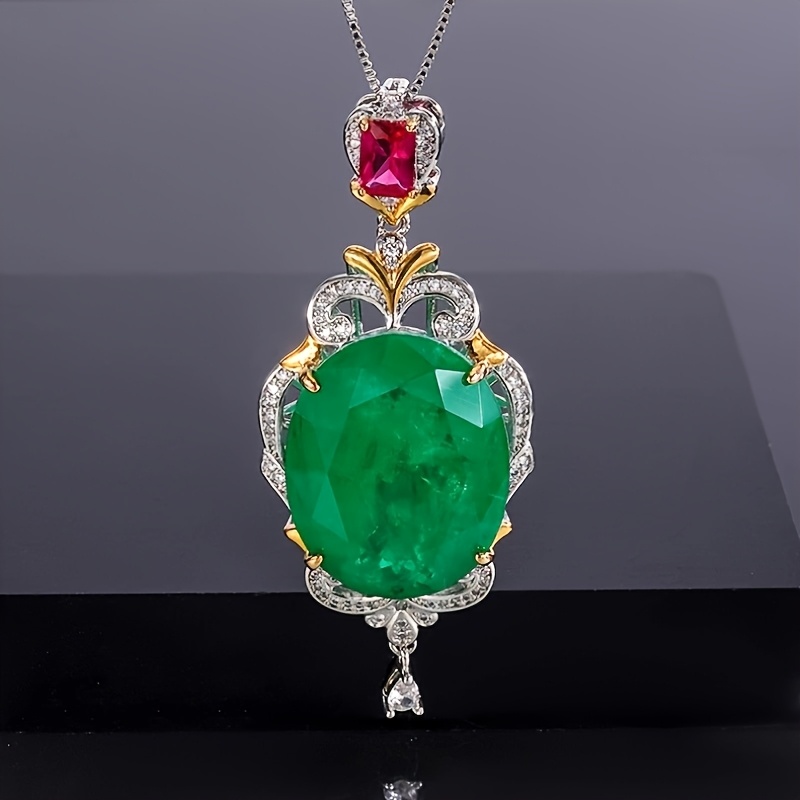 TEMU Collier pendentif délicat et élégant de 16,2 g, avec une grande de synthétique de ovale. collier clavicule unique pour femme est parfait pour la