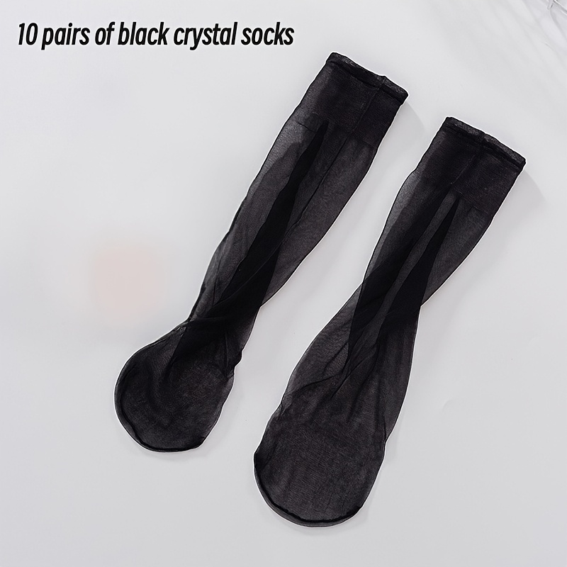 TEMU 10 Pairs, Seamless Invisible Lengthened Crystal Socks, -thin Transparent Anti-snagging Wear-resistant Stockings Fishnet Stockings-light,